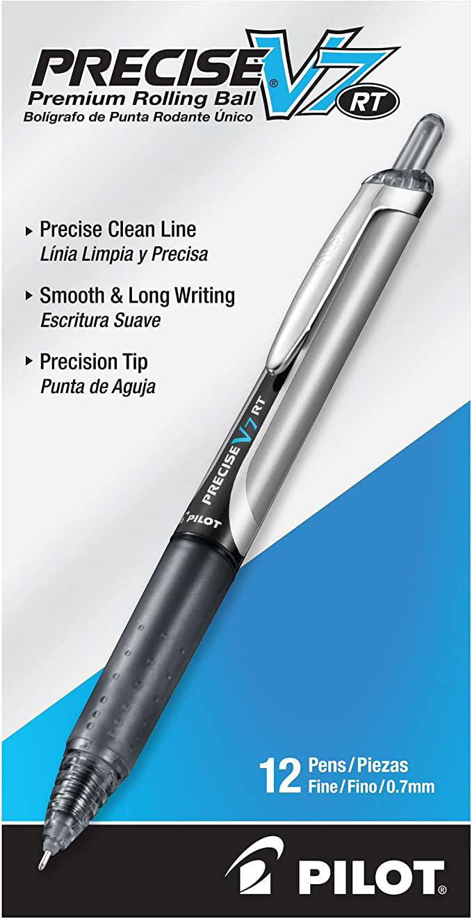 BOLIGRAFO PILOT V7 RT 0.7mm PUNTA FINA RETRACTABLE NEGRO DOCENA