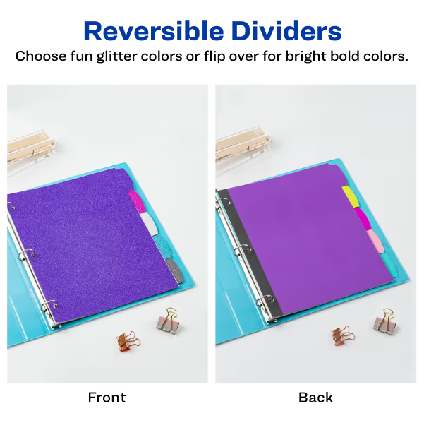 DIVISIONES DE CARPETA 5 TABS REVERSIBLES COLORES BRILLANTES AVERY