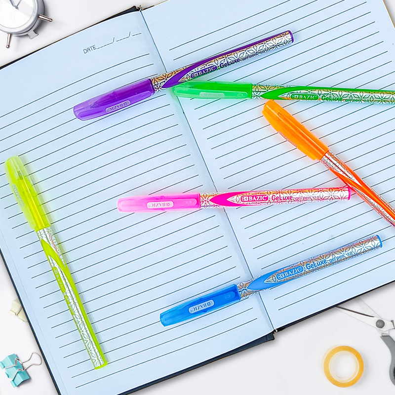 BOLIGRAFO DE GEL GELUXE COLORES FLUORESCENTES SET DE 6 BAZIC