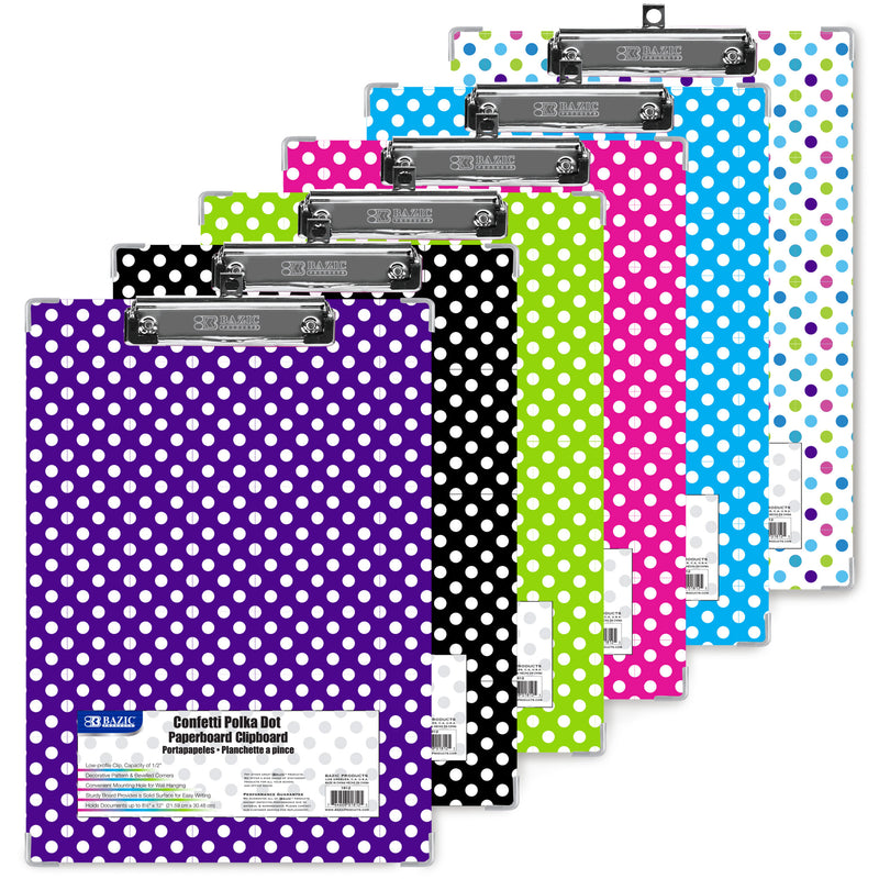 CLIP BOARD EN CARTON POLKA DOT VARIOS COLORES SURTIDOS BAZIC