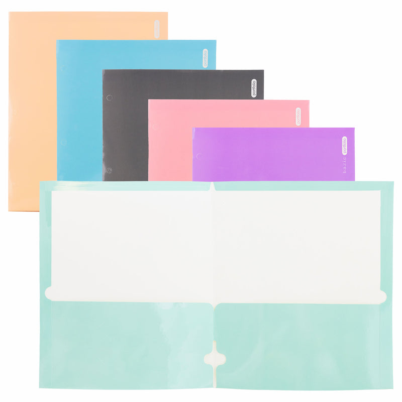 TWIN-POCKET FOLDER GLOSSY TAMAÑO CARTA COLORES PASTELES BAZIC