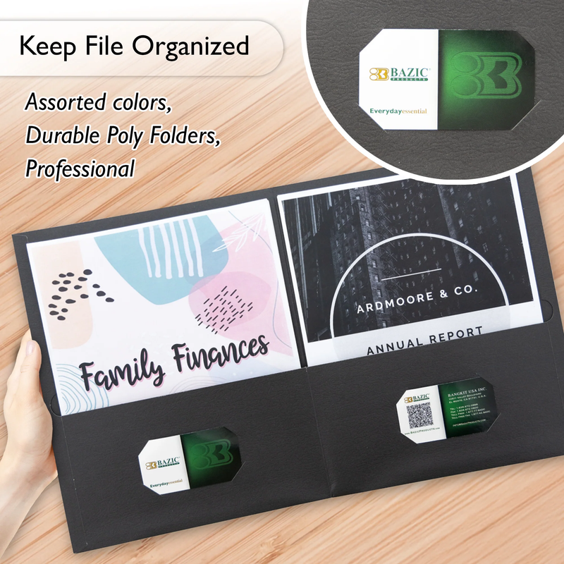 TWIN-POCKET FOLDER TAMAÑO CARTA CJ-25 COLOR NEGRO BAZIC