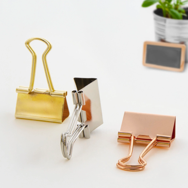 BINDER CLIPS MEDIANOS DE COLORES METALICOS PAQ-6 BAZIC