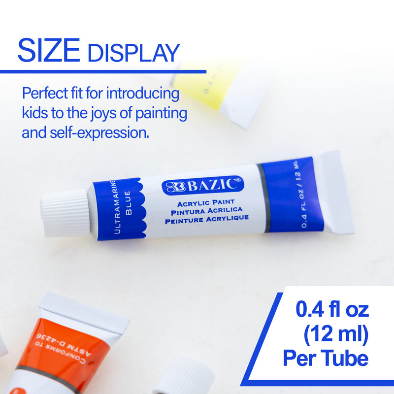 PINTURA ACRILICA SET 8 COLORES EN TUBO 12ml/ea (0.4 OZ) BAZIC
