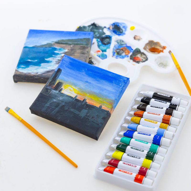 PINTURA ACRILICA SET 12 COLORES EN TUBO 12ml/ea (0.4 OZ) BAZIC