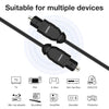 CABLE DE FIBRA OPTICA AUDIO DE 6FT NEGRO