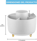 ORGANIZADOR DE ESCRITORIO REDONDO ROTATIVO EN PLASTICO BLANCO
