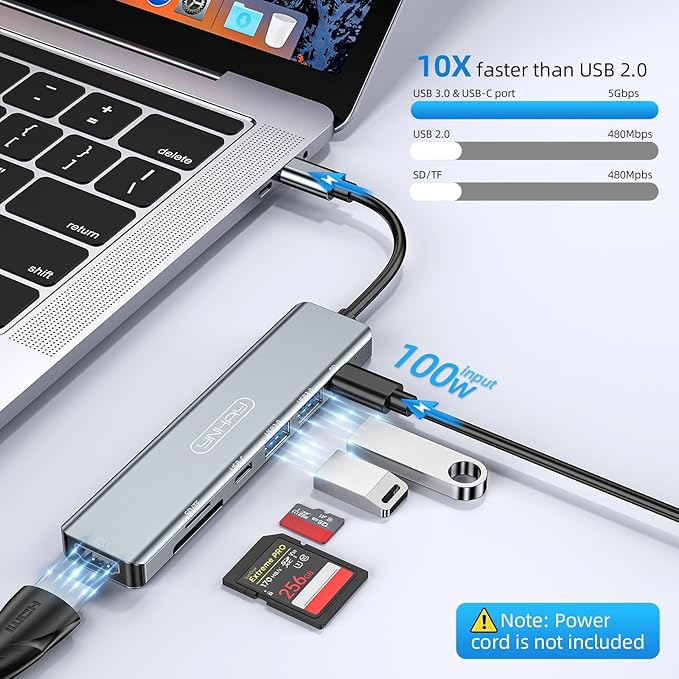 HUB USB Y LECTOR DE TARJETAS DE MEMORIA 7 EN 1