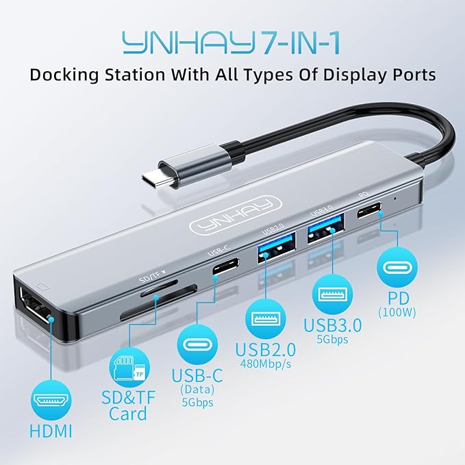HUB USB Y LECTOR DE TARJETAS DE MEMORIA 7 EN 1
