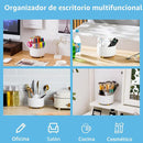 ORGANIZADOR DE ESCRITORIO REDONDO ROTATIVO EN PLASTICO BLANCO