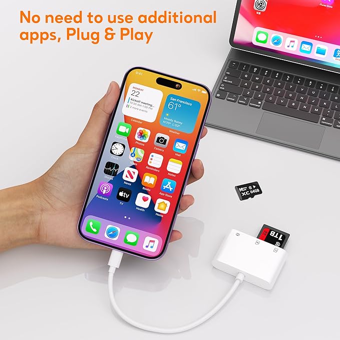 LECTOR DE TARJETAS DE MEMORIA Y CAMARA PARA IPHONE Y IPAD