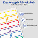 FABRIC NON IRON LABELS 3/4" X 1-3/4" COLORES SURTIDOS PQ-24 LABELS AVERY