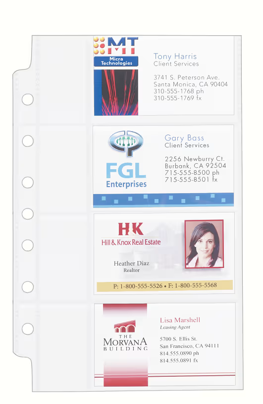 SHEET PROTECTORS MINI TAMAÑO 5½" X 8½" PARA TARJETAS DE PRESENTACION PQ-5 AVERY