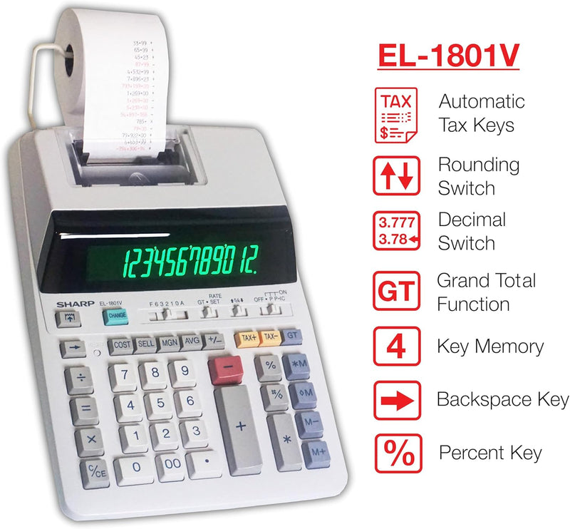 CALCULADORA DE ESCRITORIO SHARP EL-1801V