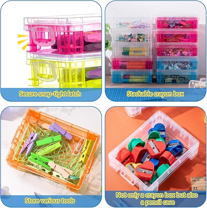 CAJA PARA CRAYOLAS CON TAPA 3" X 4" DE COLORES SURTIDOS