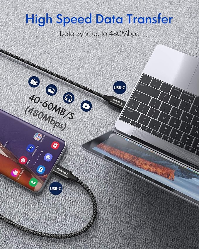 CABLE USB-C A USB-C PARA IPHONE Y GALAXY