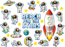 DECORACION OUTER SPACE CREW REACH FOR THE STARS BULLETIN BOARD SET PQ-54 TEACHER CREATED
