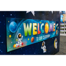 DECORACION OUTER SPACE CREW WELCOME TO OUR CLASSROOM (BIENVENIDOS) 8" x 39" TEACHER CREATED