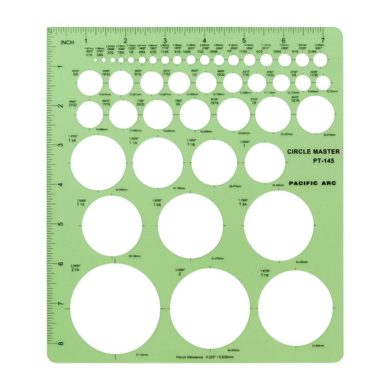 STENCIL DE CIRCULOS DE TAMAÑOS VARIADOS CIRCLE MASTER PACIFIC ARC