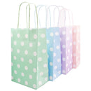 BOLSA DE PAPEL CON MANGOS DE  5" X 3" X 8" COLORES PASTELES POLKA DOTS PQ-12