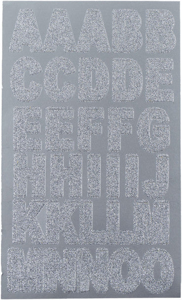 STICKER DE LETRAS CON BRILLO COLOR PLATA PK-64