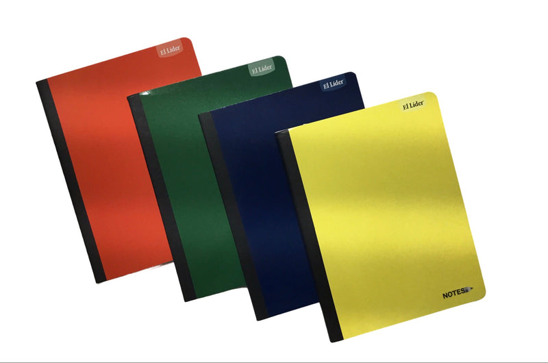 LIBRETA DE COMPOSICION GRANDE CARPETA BLANDA 9 3/4" X 7 1/2 COLORES CLASICOS DE 200 PAGINAS EL LIDER