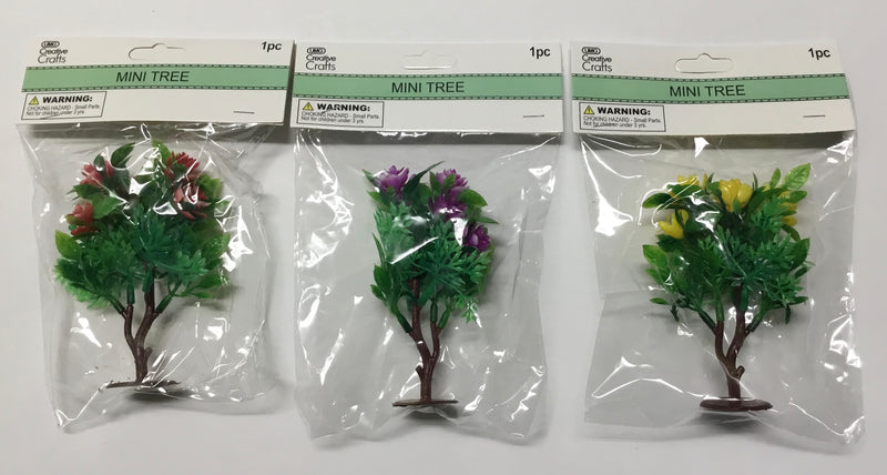 ARBOL MINI CON FLORES DE COLORES SURTIDOS DE 4"