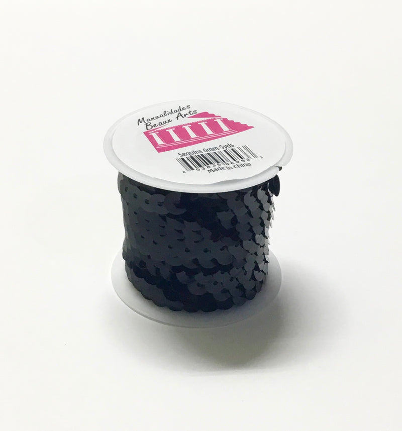 CINTA DE LENTEJUELAS NEGRAS DE 5 YARDAS