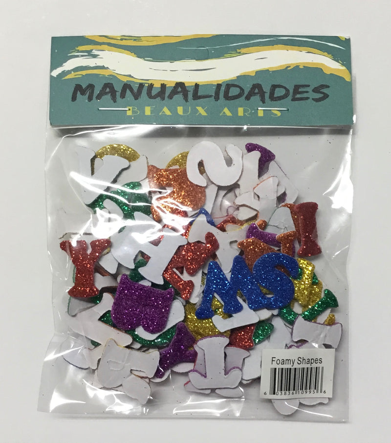 LETRAS EN FOAMY EN COLORES CON BRILLO DE 0.75"