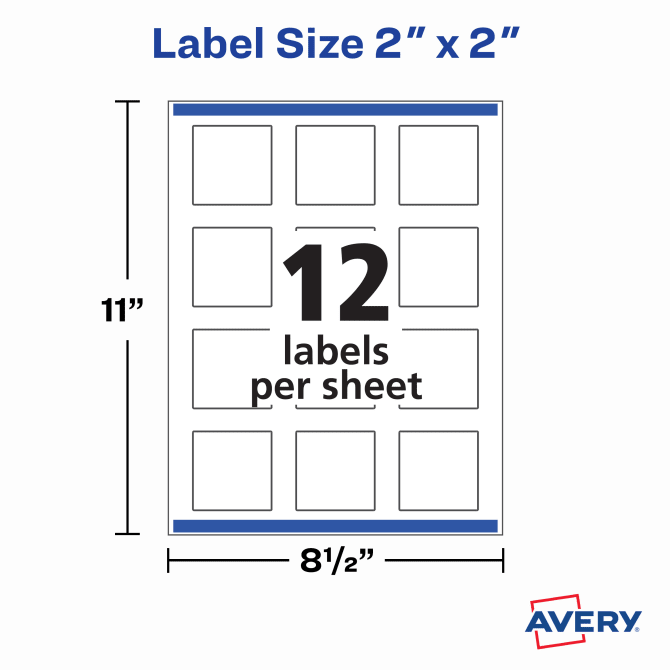 LABEL 2" GLOSSY WHITE CUADRADO PQ-120 AVERY