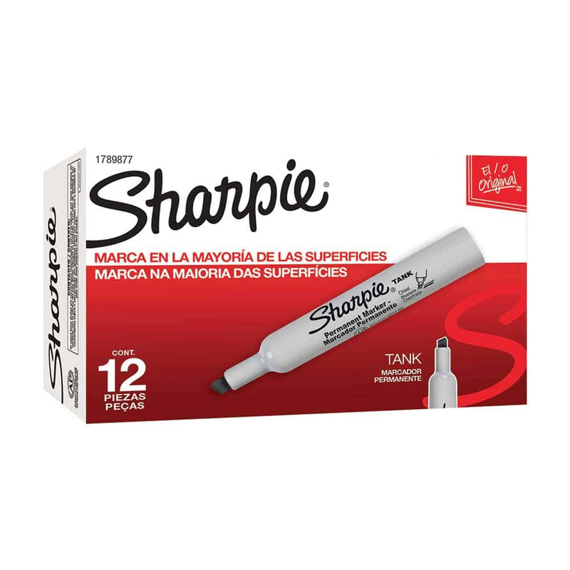 MARCADOR PERMANENTE SHARPIE TANK NEGRO CAJA DE 12