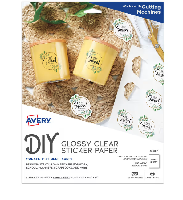 GLOSSY CLEAR STICKER PAPER 8½" X 11" PQ-7 AVERY