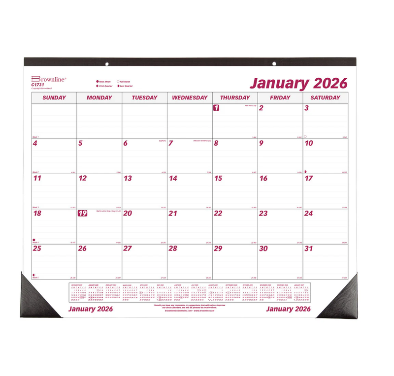 CALENDARIO DE ESCRITORIO 2026 17" X 22" BROWNLINE