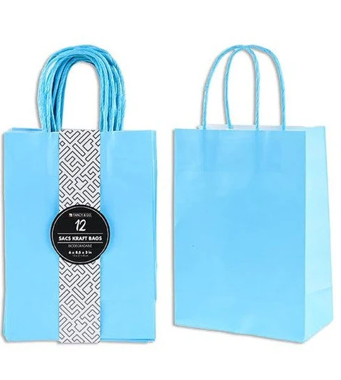 BOLSA DE PAPEL CON MANGOS DE  6" X 8.5" X 3" COLOR AZUL PQ-12