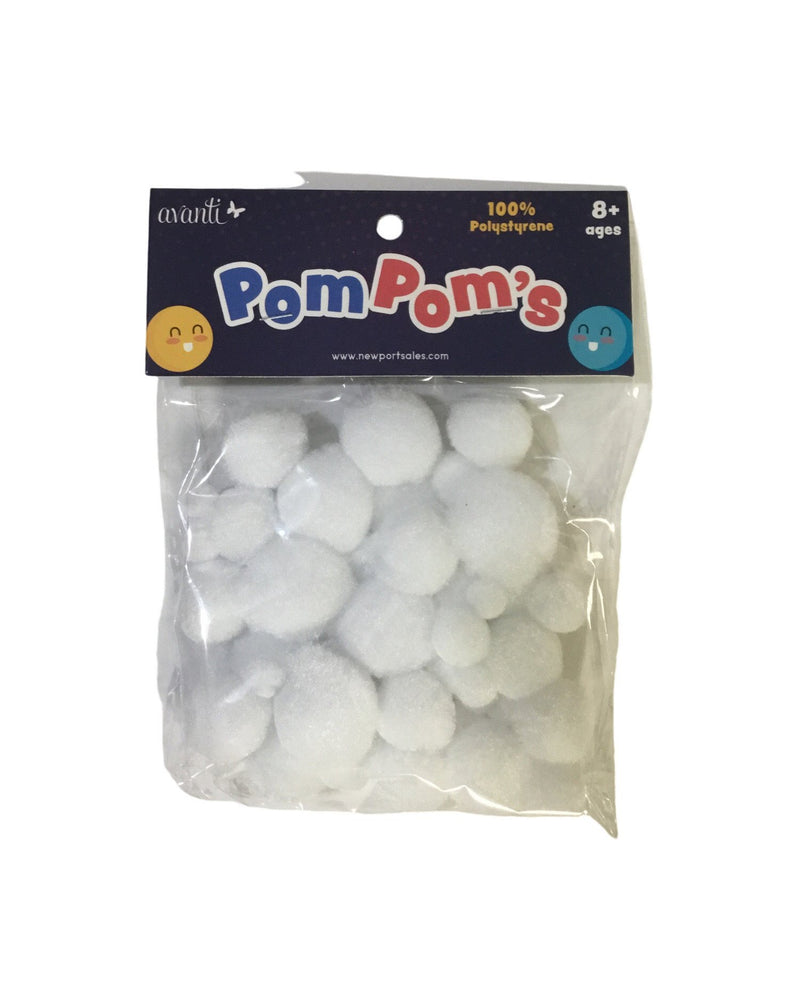 POMPONES COLOR BLANCO TAMAÑOS VARIADOS PQ-50