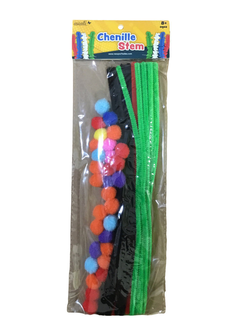 CHENILLES Y POMPONES COLORES CLASICOS PAQ. 60 PIEZAS