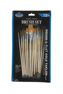 PINCELES PLANOS Y REDONDOS TAKLON ORO SET DE 12 ROYAL BRUSH