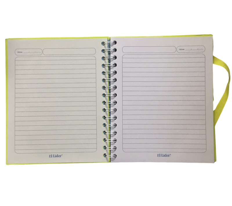 LIBRETA DE RECORD GRANDE EN ESPIRAL CARPETA DURA 7" X 8 1/2" CITRIC DE 200 PAGINAS EL LIDER