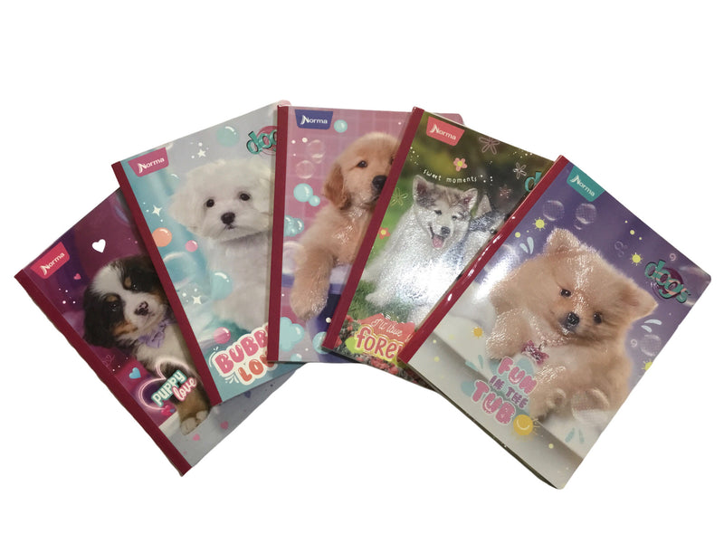 LIBRETA DE COMPOSICION PEQUEÑA CARPETA BLANDA DISEÑOS "DOGS" DE 200 PAGINAS