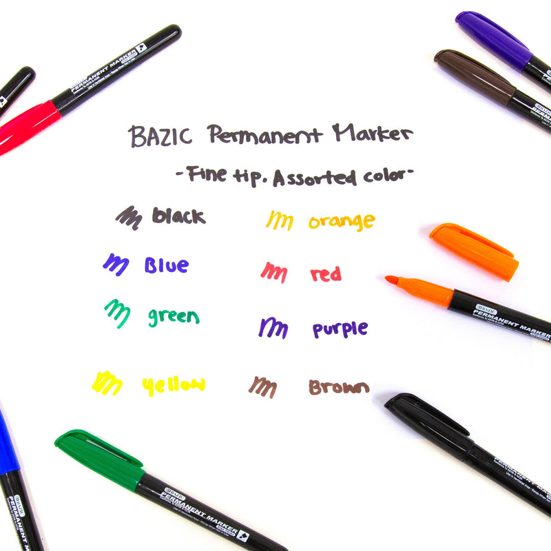 MARCADOR PERMANENTE SET-8 COLORES BAZIC