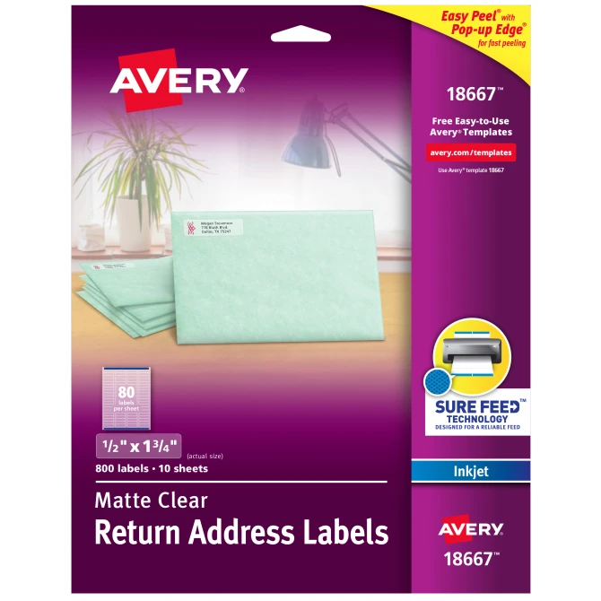 LABEL ½" X 1 ¾" CLEAR MATTE PARA IMPRESORAS INKJET CJ-800 AVERY