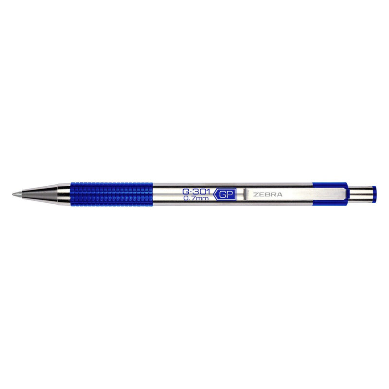 BOLIGRAFO ZEBRA G-301 GEL 0.7mm PUNTA FINA RETRACTABLE AZUL