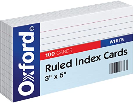 INDEX CARD 3" X 5" BLANCA RALLADA PQ-100 OXFORD