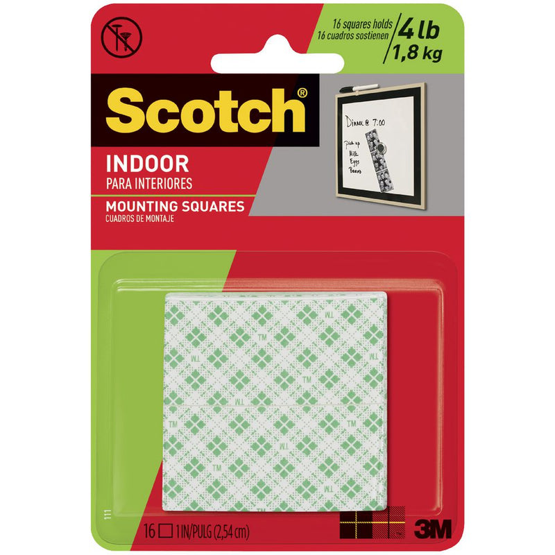 MOUNTING TAPE CUADRADOS 1" PQ-16 SCOTCH 3M