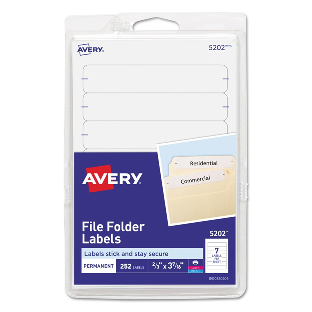 LABEL FILE FOLDER 2/3" X 3 7/16" BLANCO PQ-252 AVERY