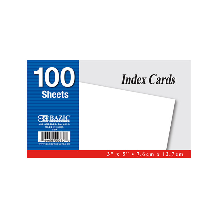 INDEX CARD 3" X 5" BLANCA PQ-100 BAZIC