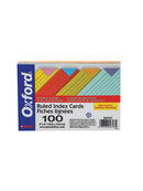 INDEX CARD 4" X 6" EN COLORES DOBLES RALLADA PQ-100 OXFORD