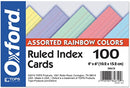 INDEX CARD 4 X 6 EN COLORES RALLADA PQ-100 MARCA OXFORD