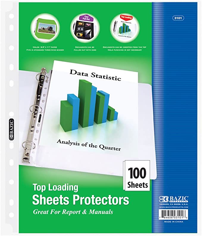 SHEET PROTECTORS TAMAÑO CARTA PQ-100 BAZIC