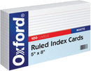 INDEX CARD 5" X 8" BLANCA RALLADA PQ-100 OXFORD